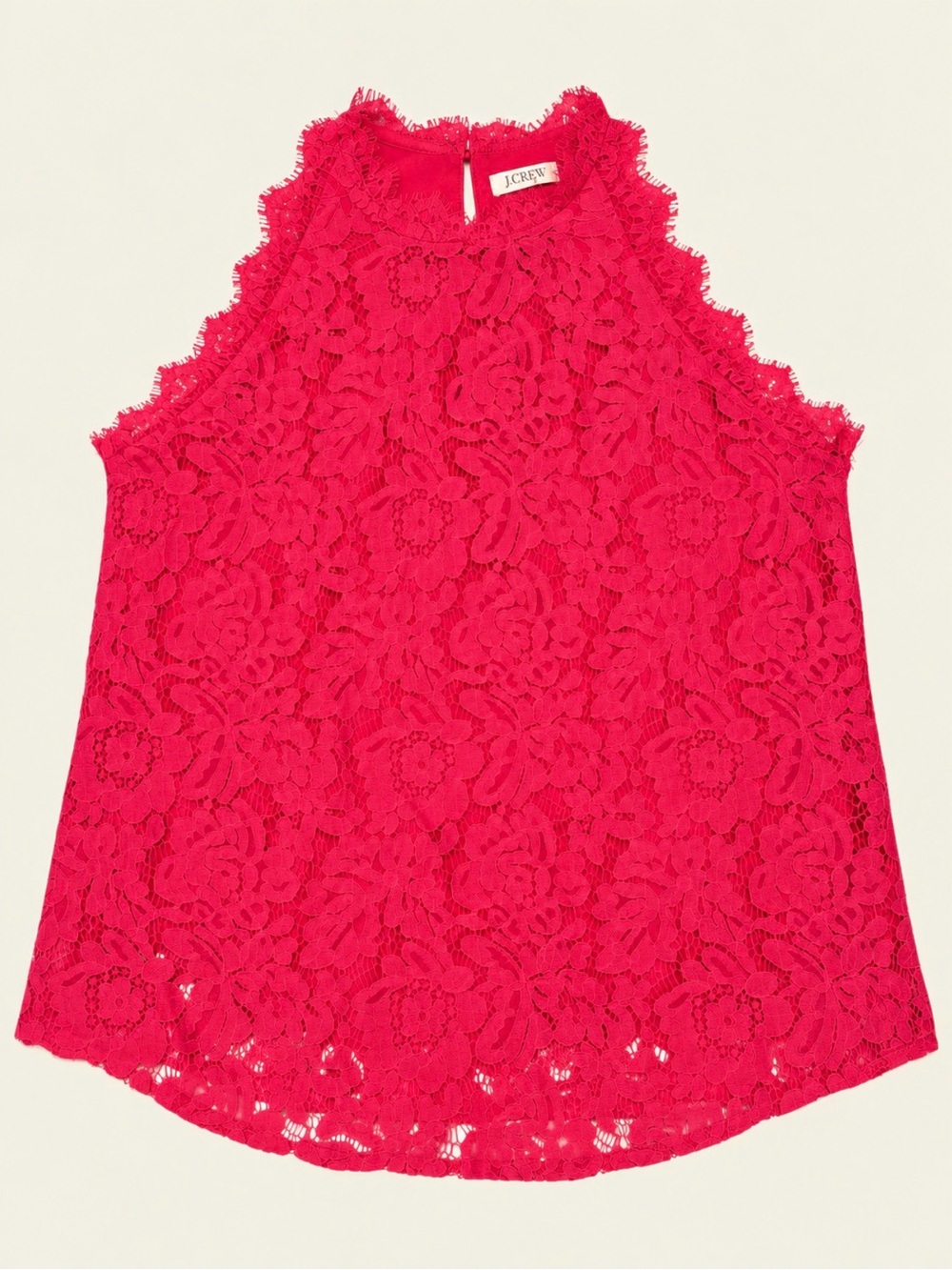 Bright Pink Lace Sleeveless Halter Blouse